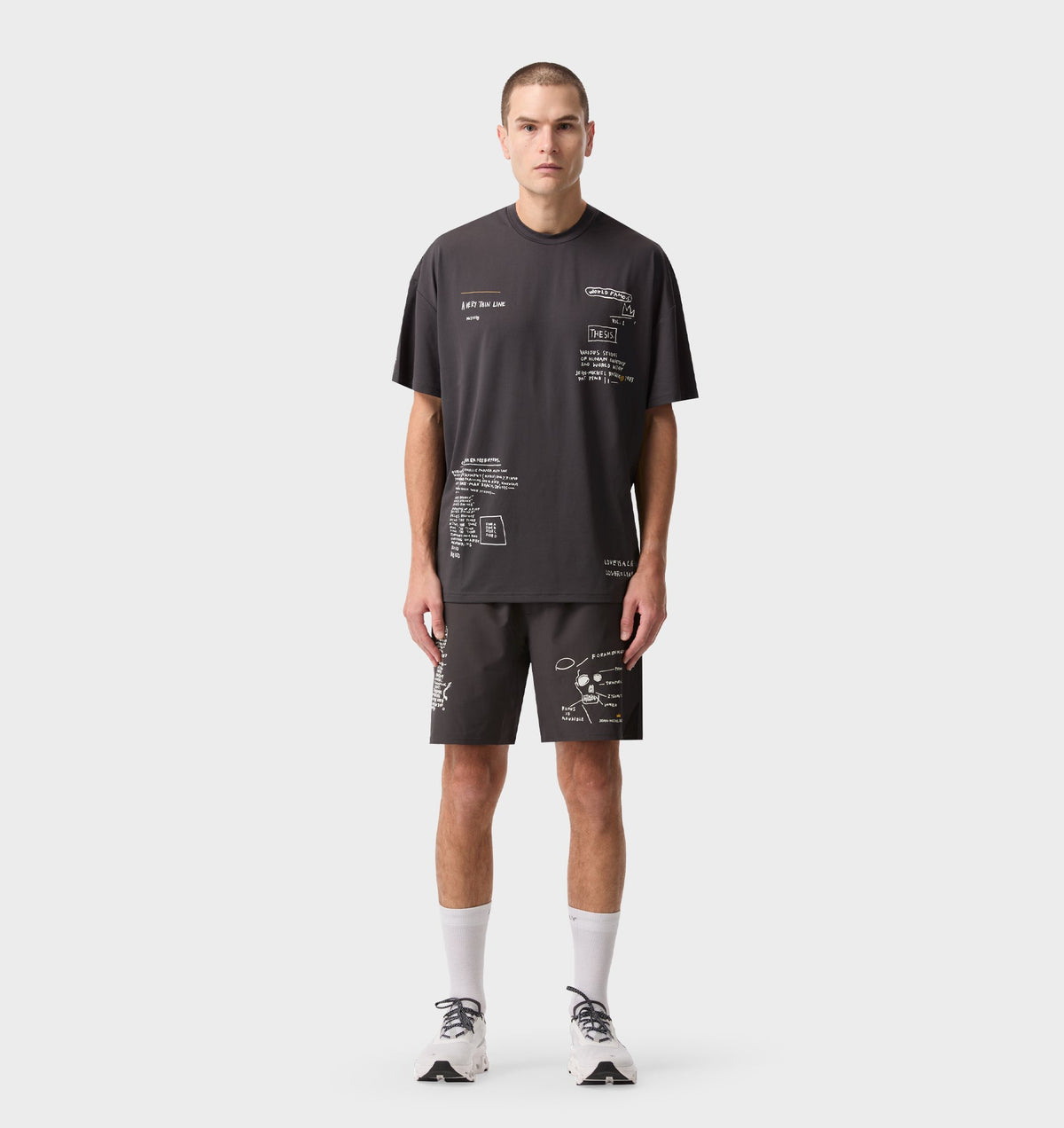 Basquiat Scribble Active Box Tee - Charcoal