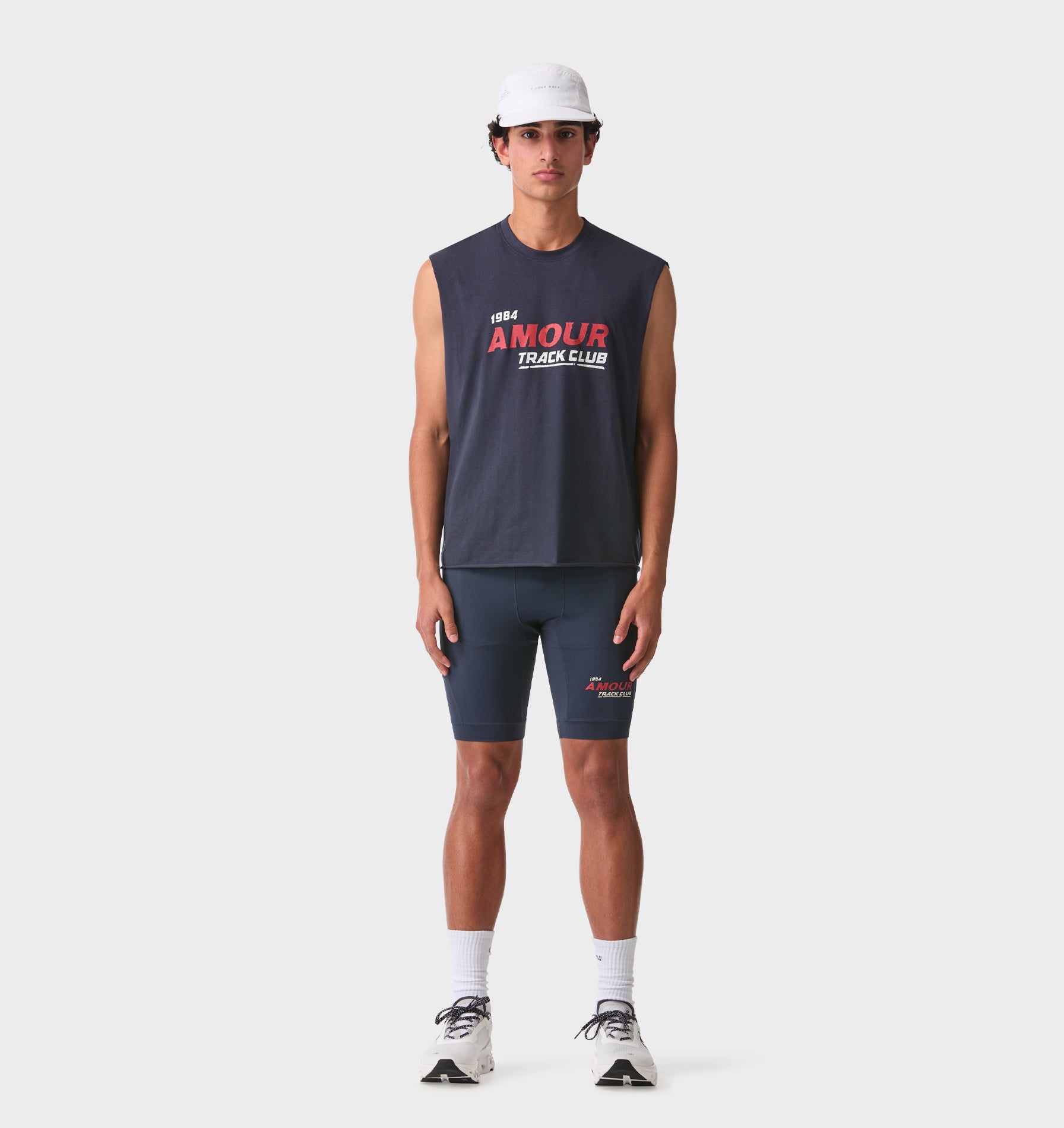 Track Club Crop Tank - Washed Navy