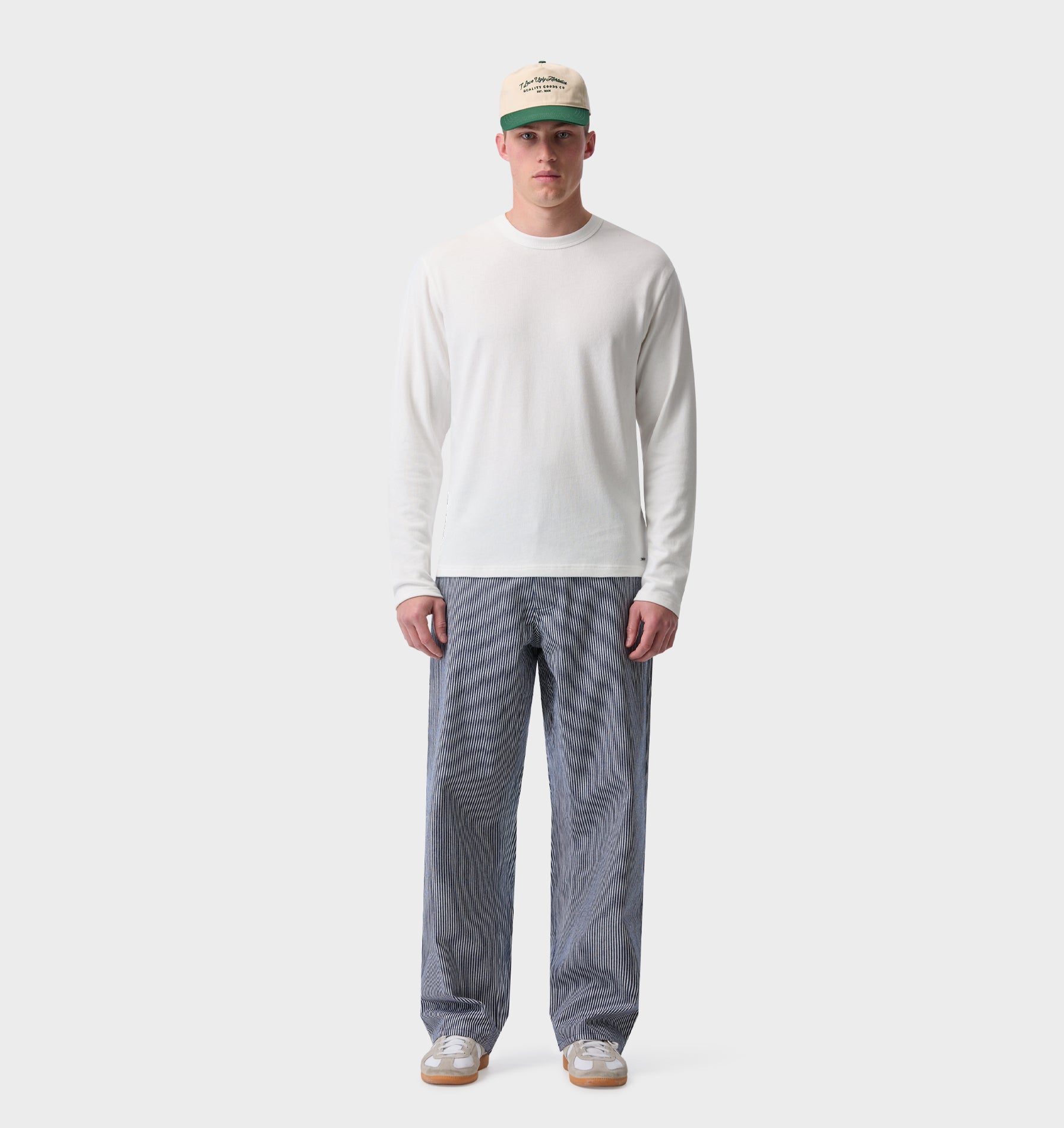 Edgar Wide Pant - Navy/ White Stripe