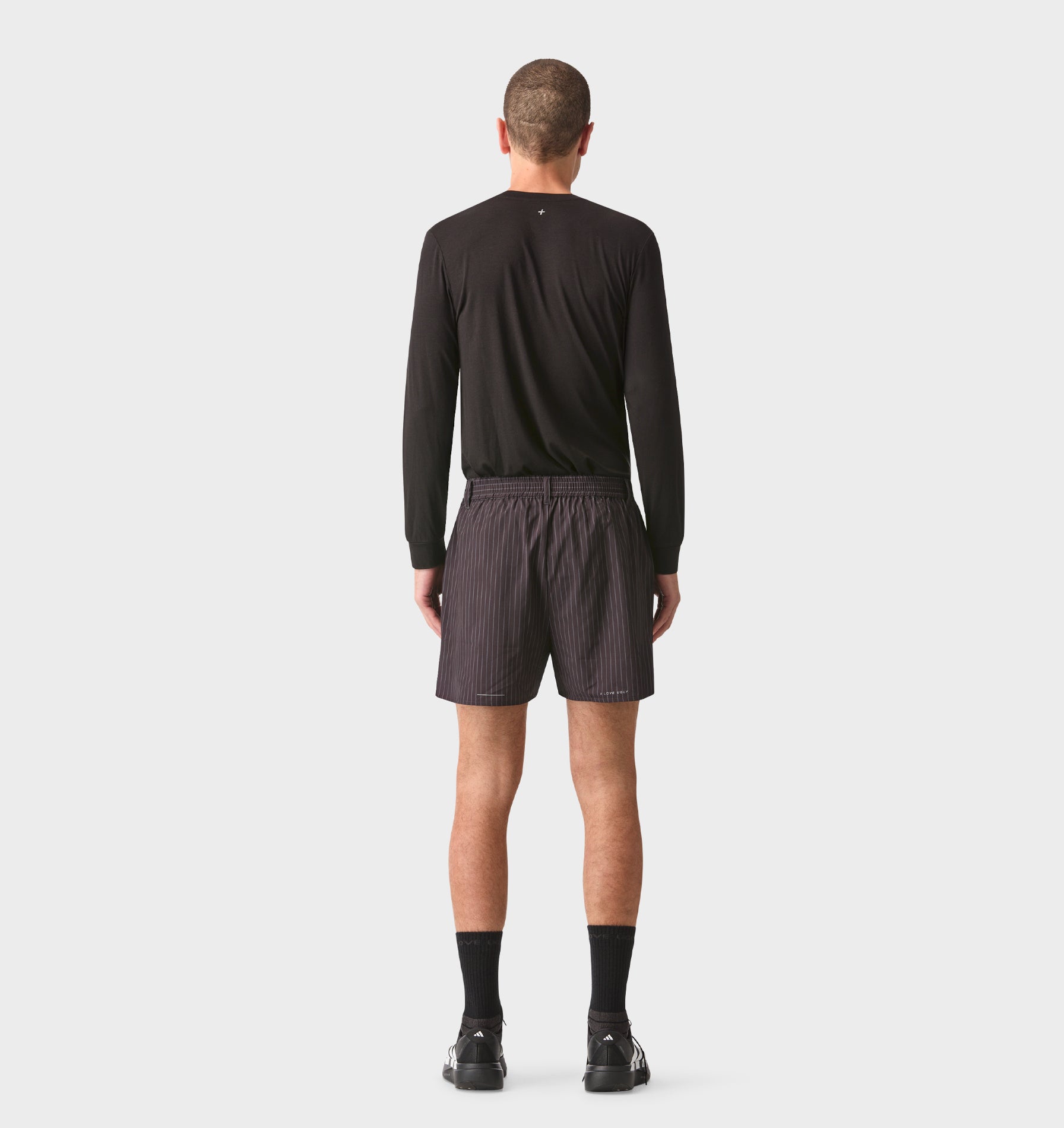 Active Pleat Front Short - Black Pinstripe