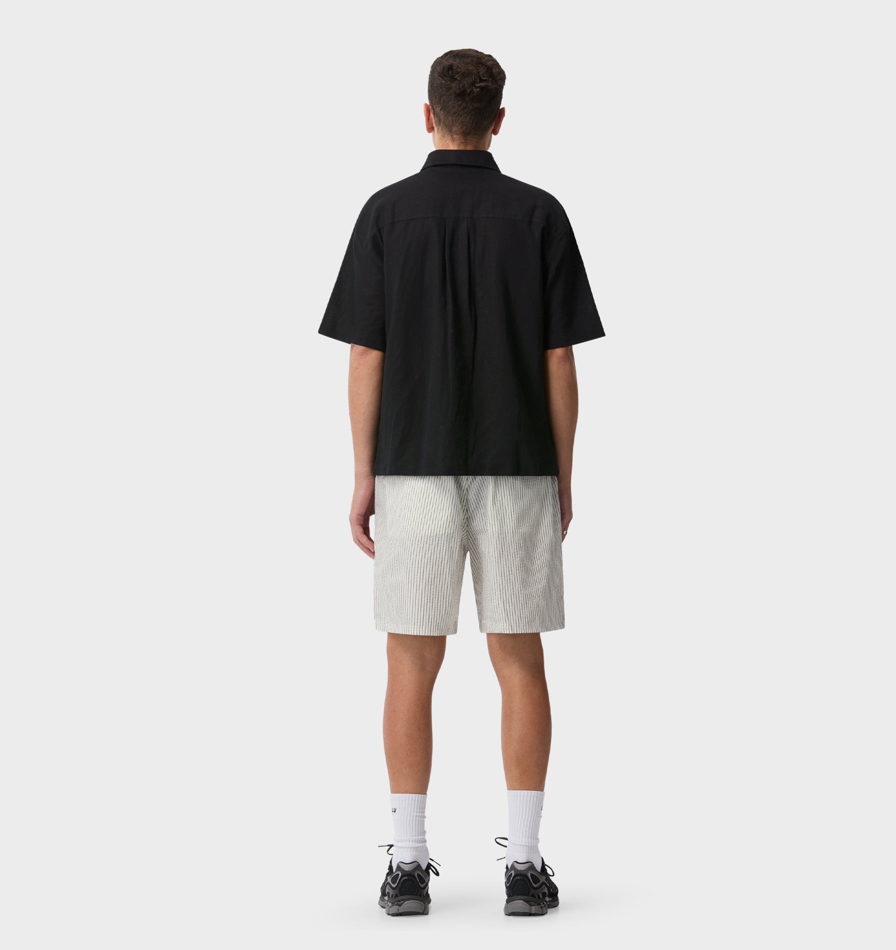 Linen Dawson Boxy SS Shirt - Black