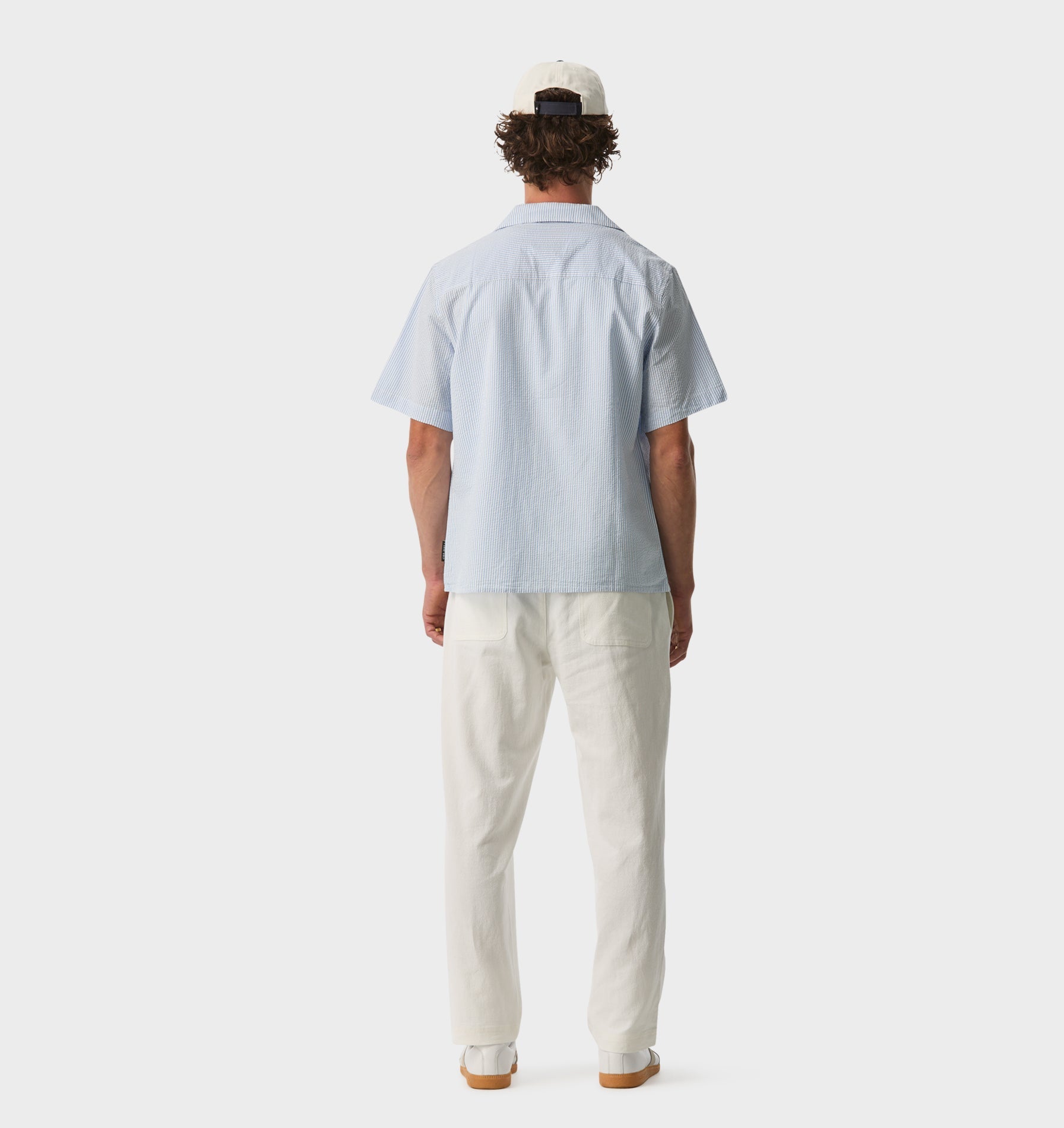 Cuban Collar SS Shirt - Blue Stripe