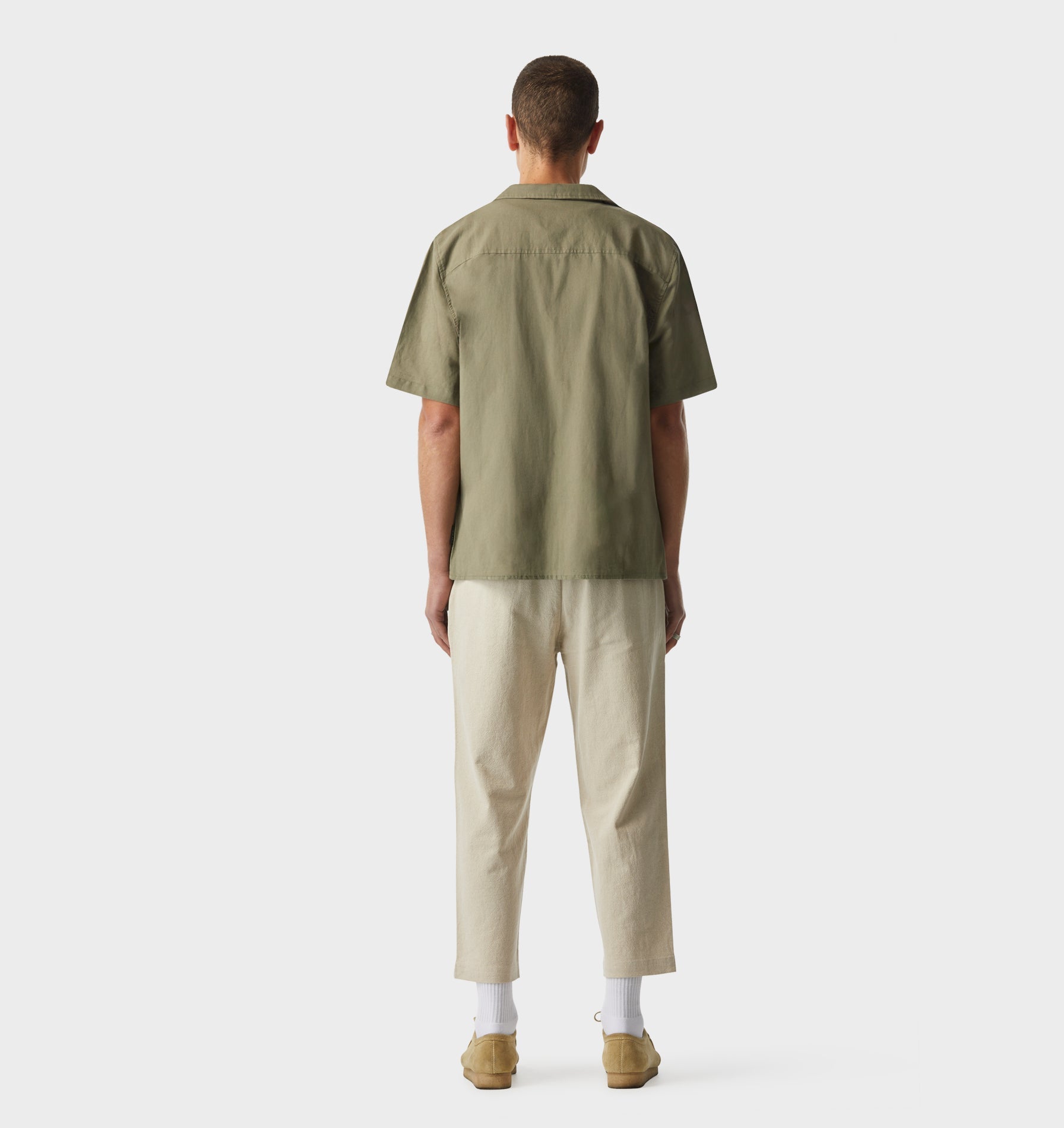 Linen Cuban Collar SS Shirt - Sage