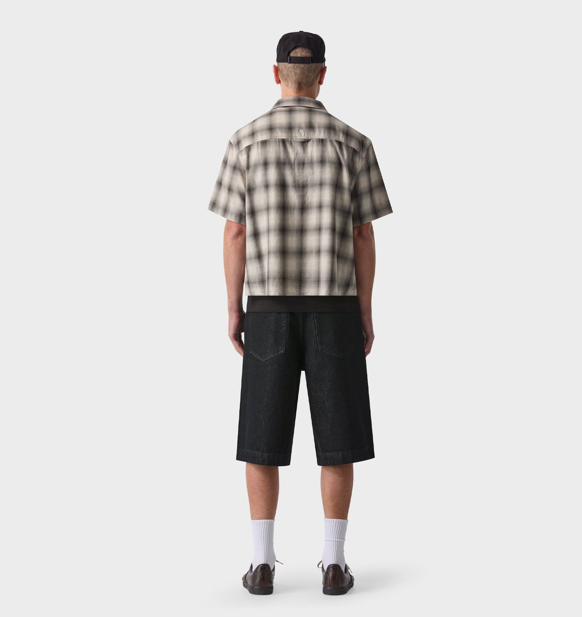 Flannel Crop SS Shirt - Grey Check