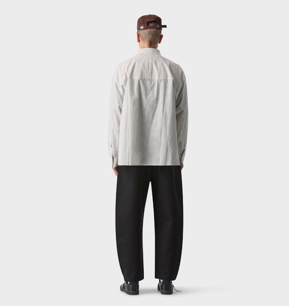 Kingston Oversized Shirt - White/Black/Beige Stripe