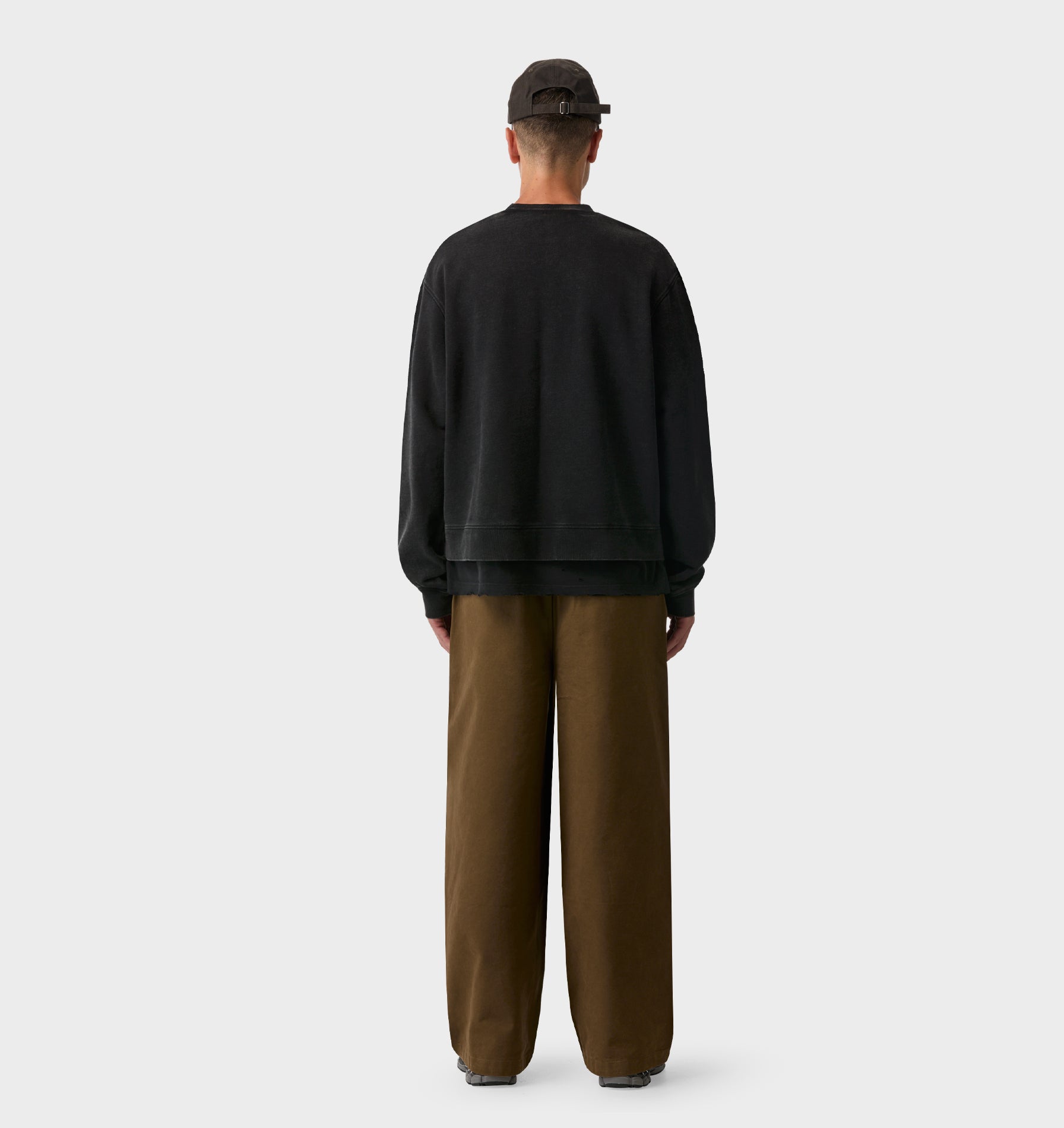 Crop Oversized Crew - Vintage Black