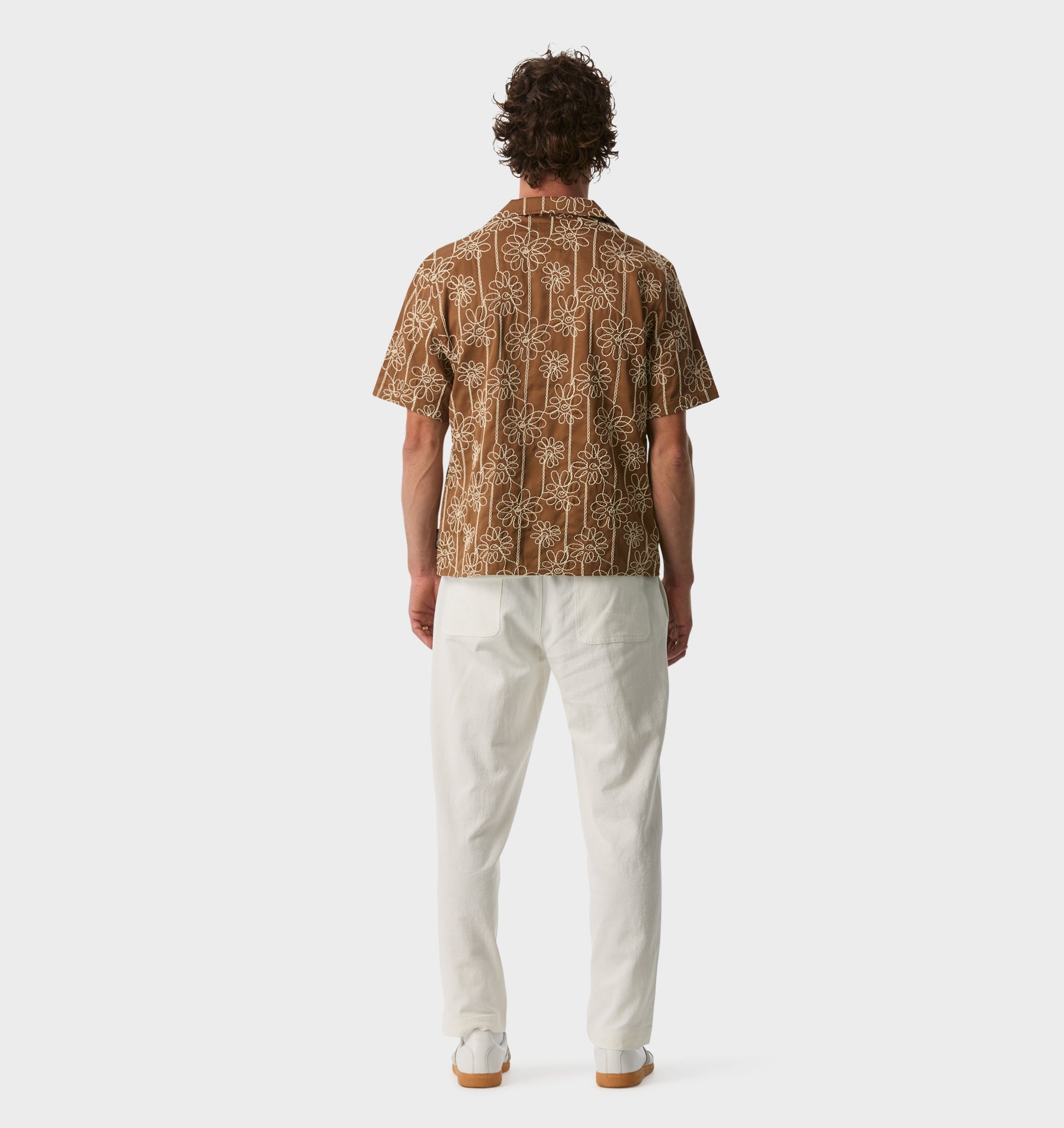 Cuban Collar SS Shirt - Tobacco Floral