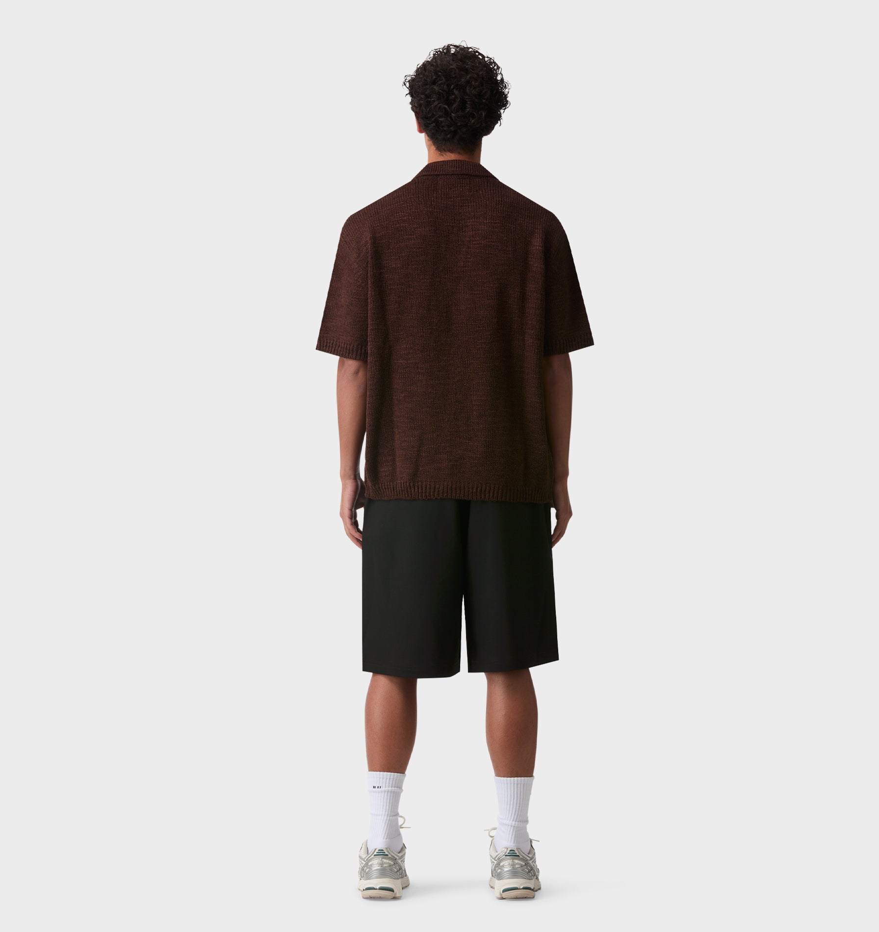 Box Knit Polo - Brown