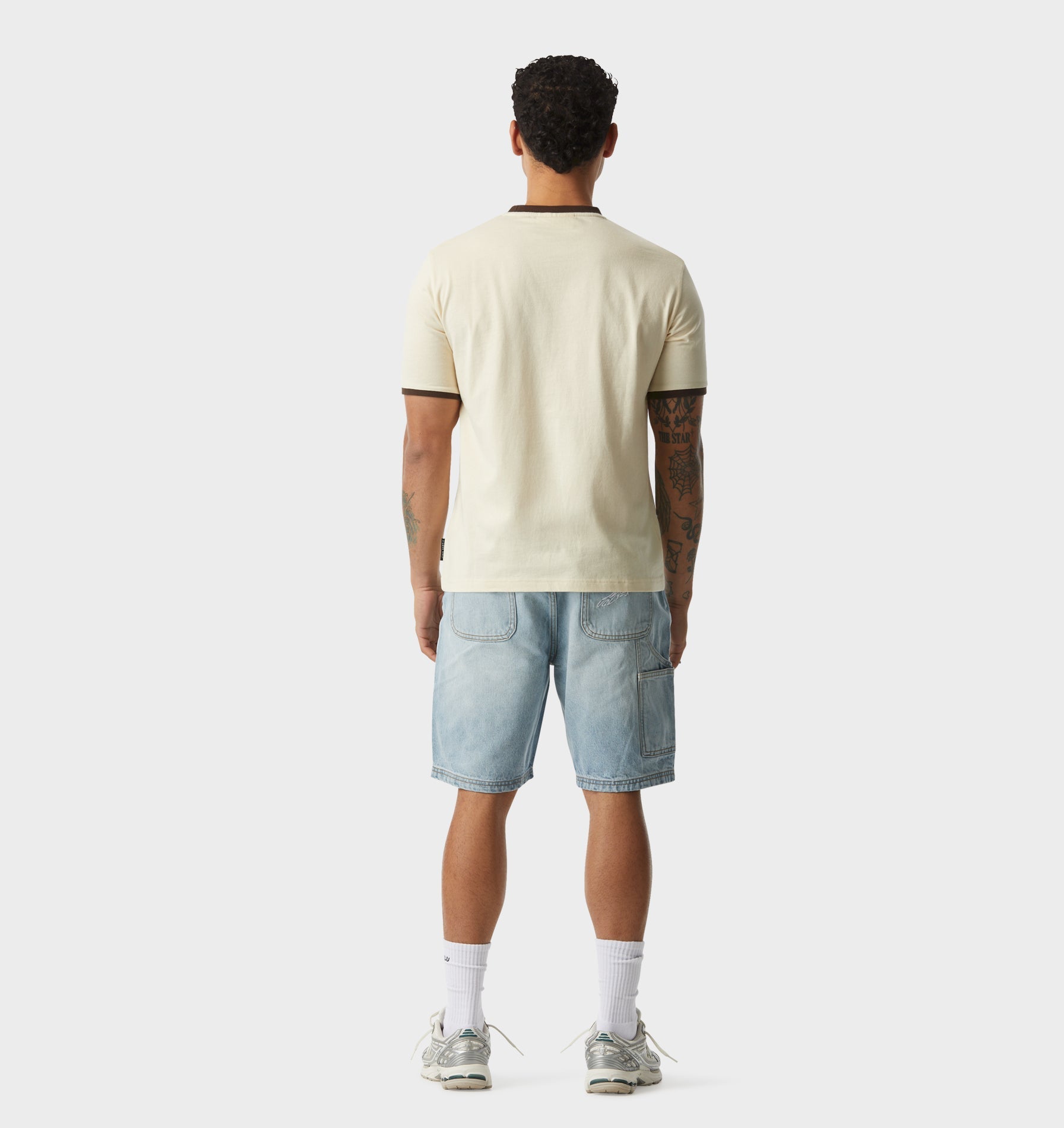 Jeremy Ringer Slim Tee - Off White/Brown