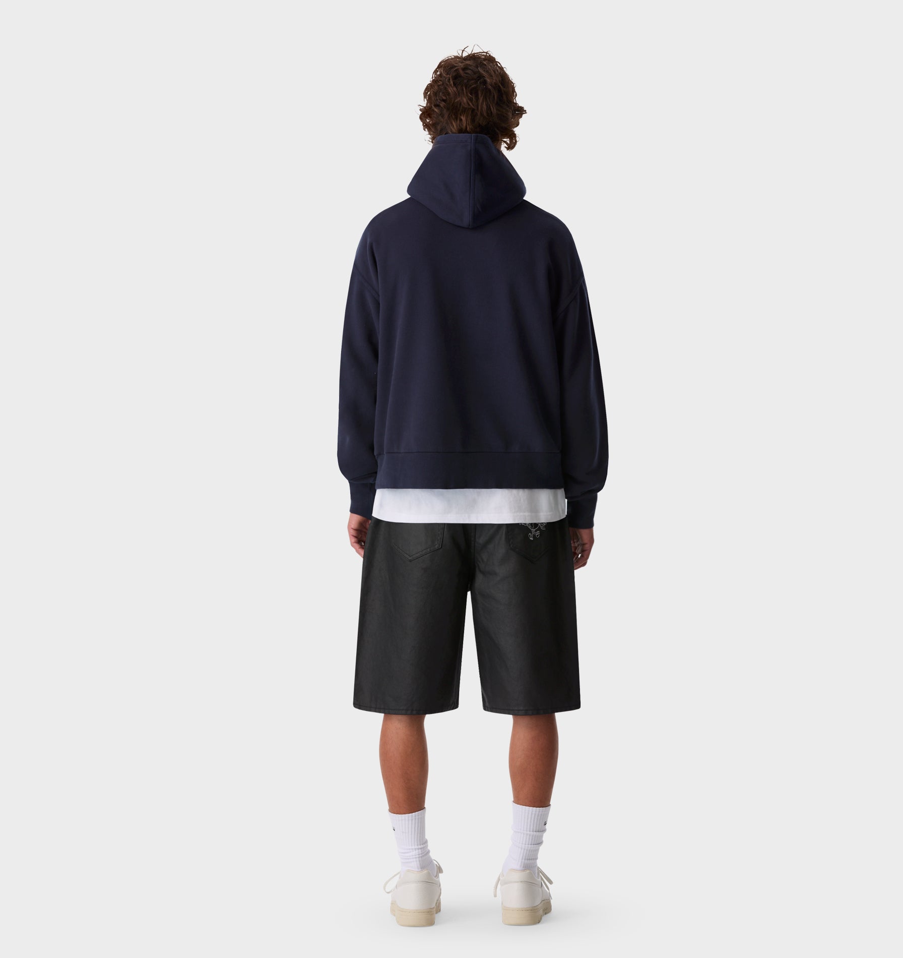 Crop Box Hood - Washed Navy