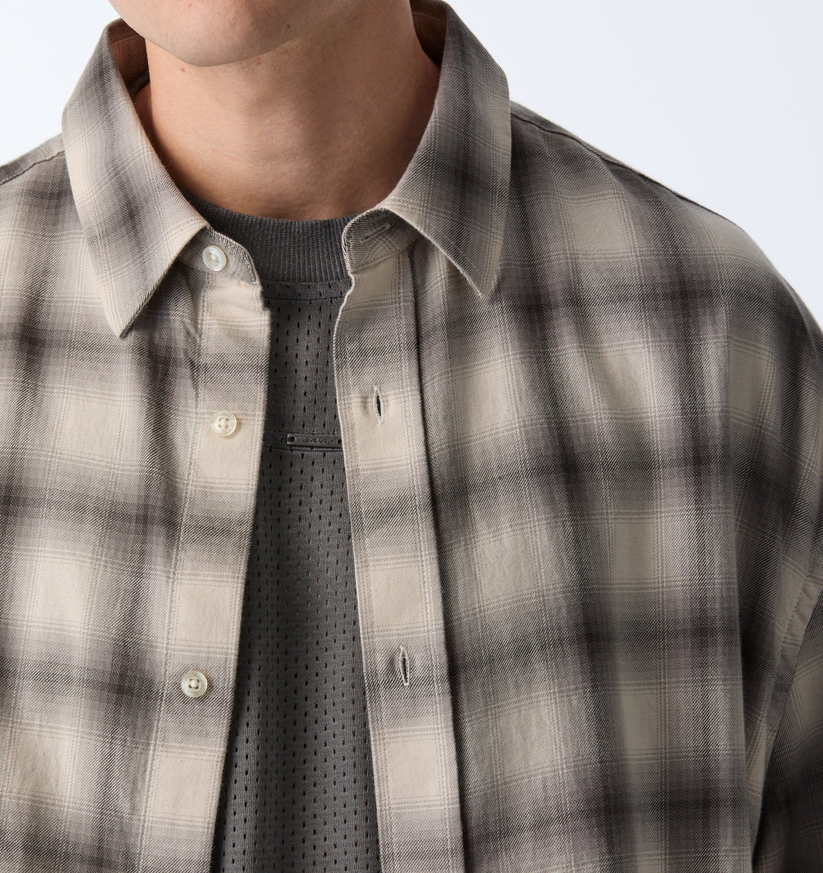 Mercer LS Flannel Shirt - Off White/Black Check