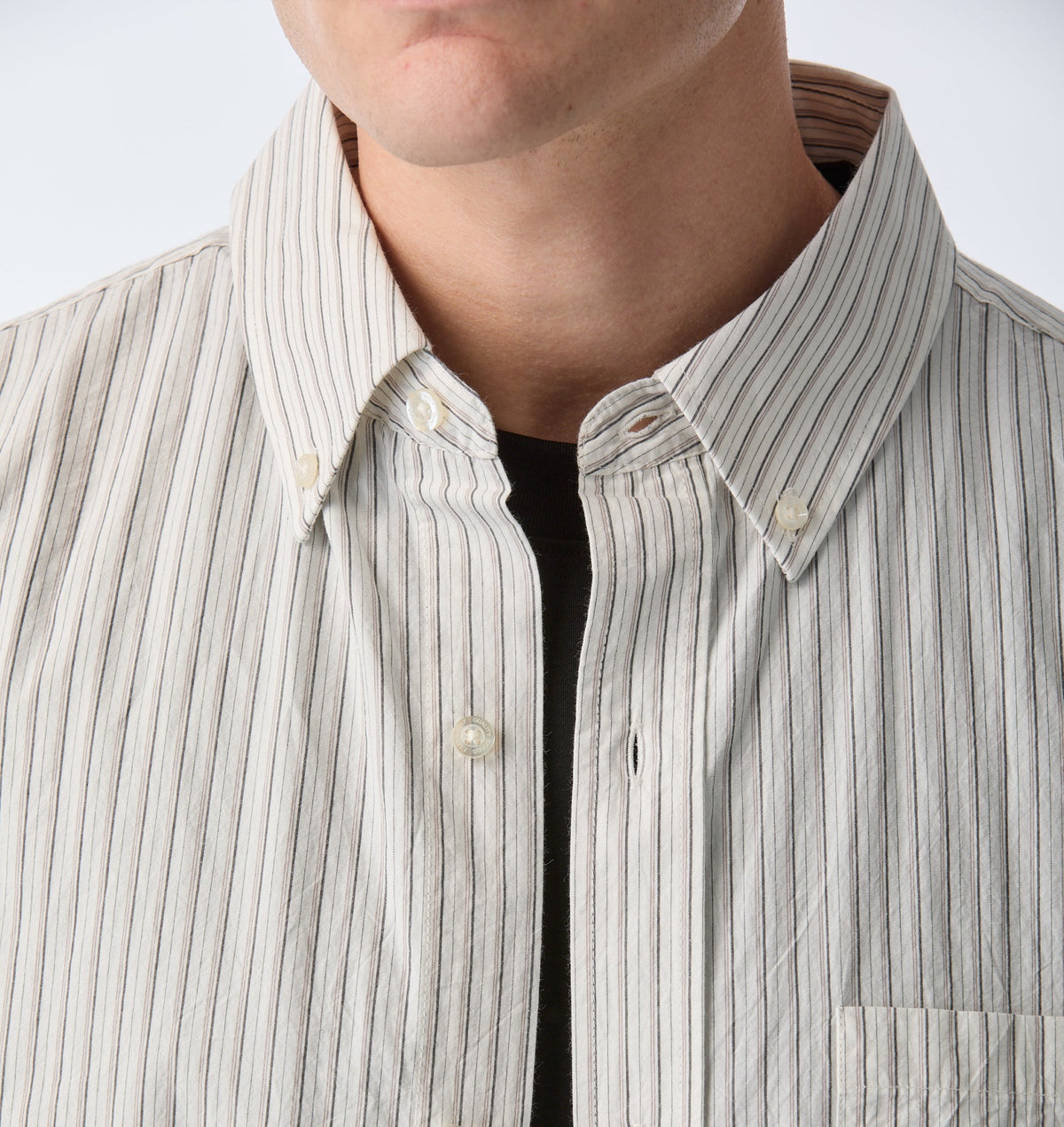 Kingston Oversized Shirt - White/Black/Beige Stripe