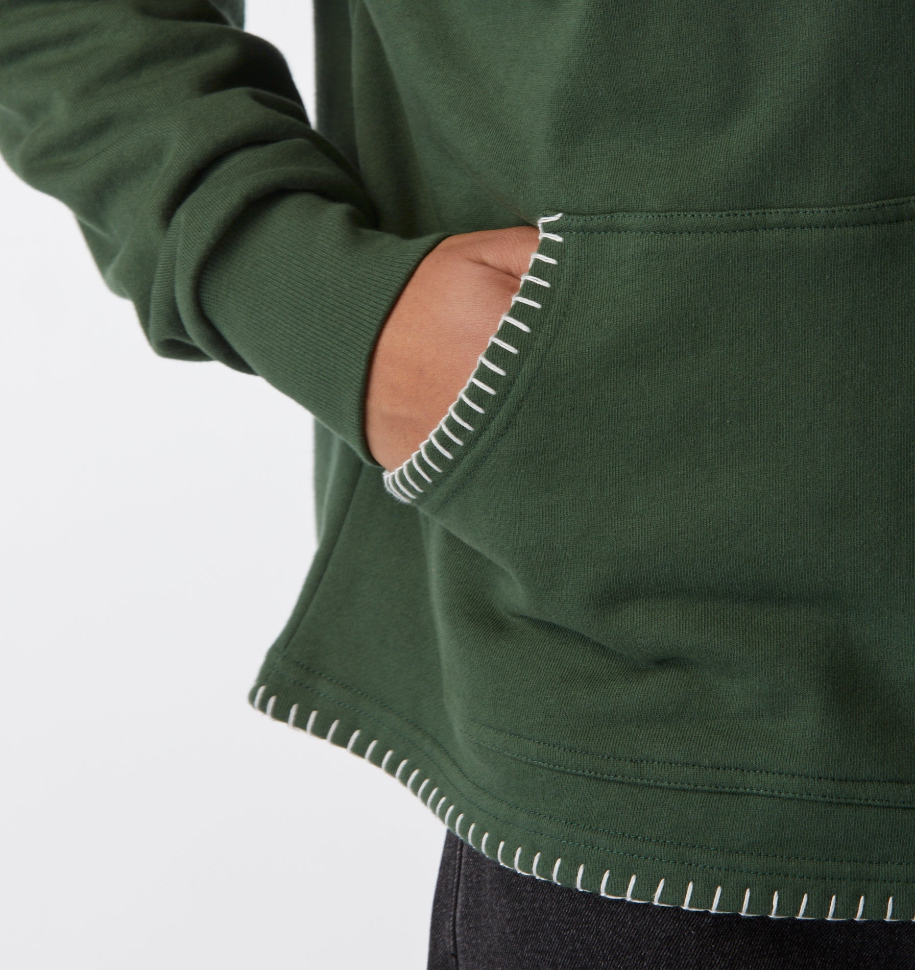 Blanket Stitch Box Hood 2.0 - Forest Green