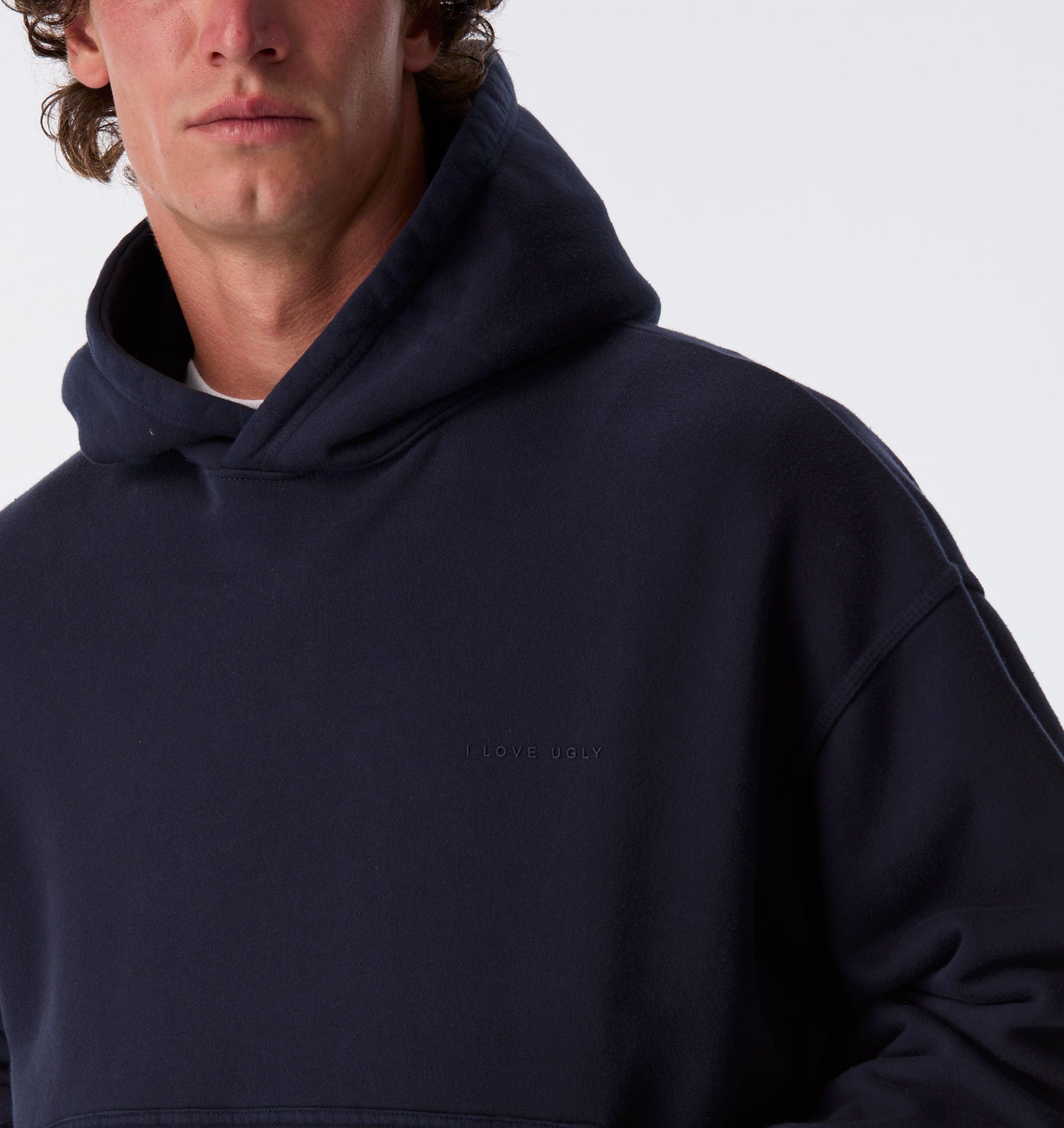 Crop Box Hood - Washed Navy