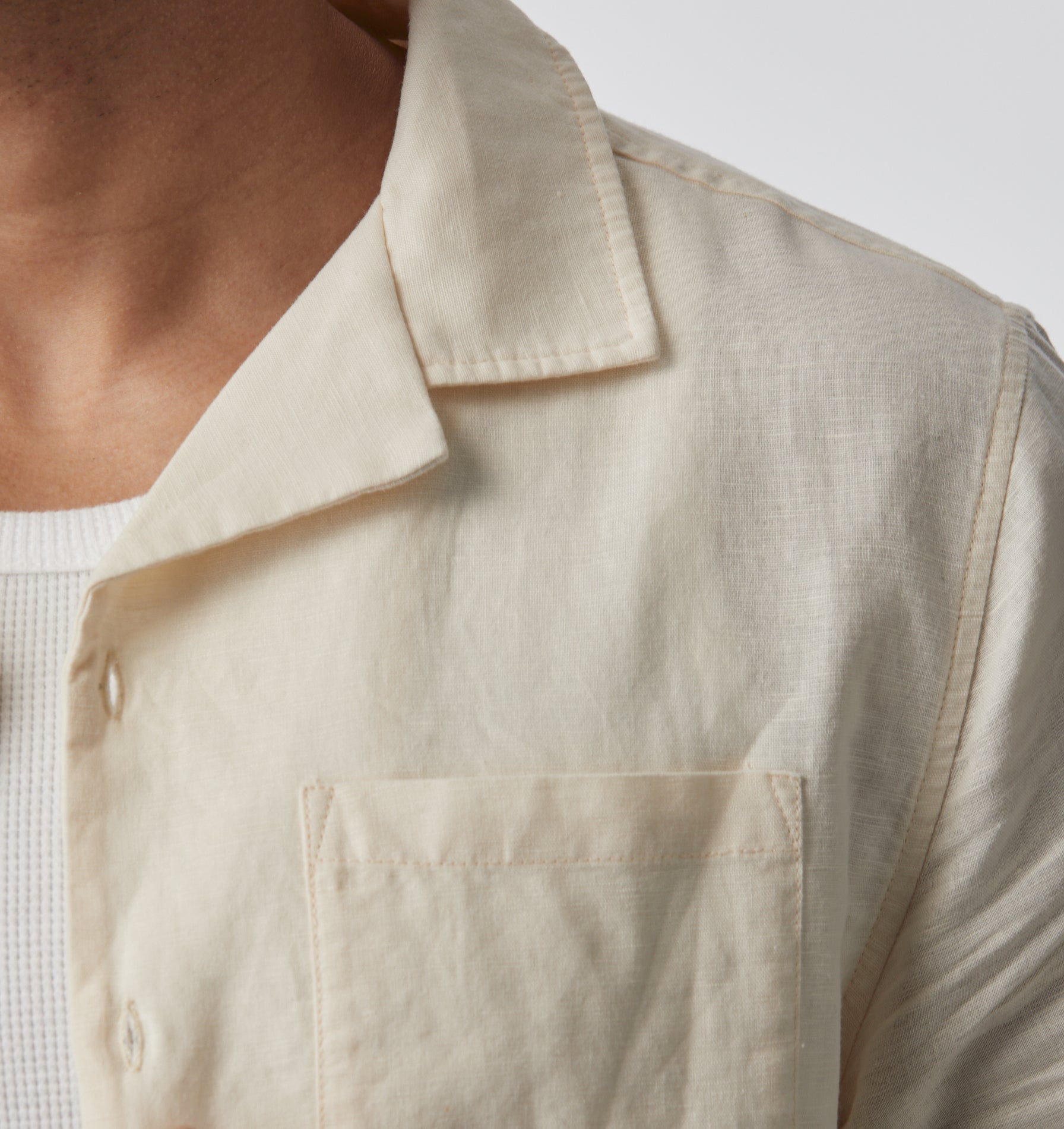Linen Cuban Collar SS Shirt - Off White