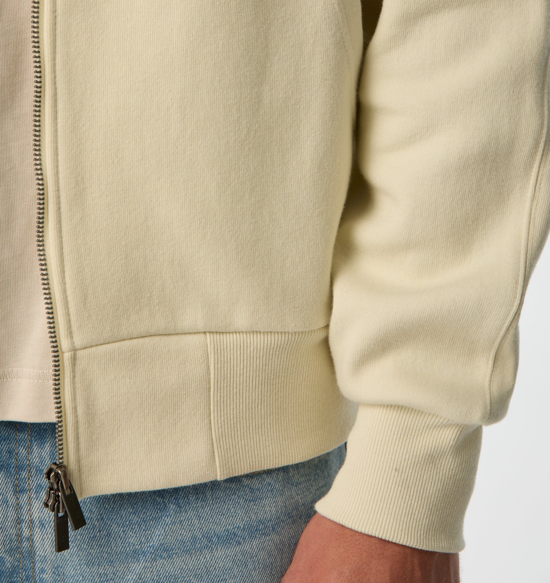 Crop Box Zip Hood - Vintage White