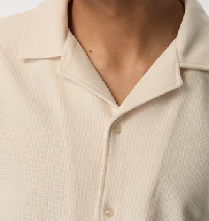 Waffle Box Cuban Collar SS Shirt - Off White