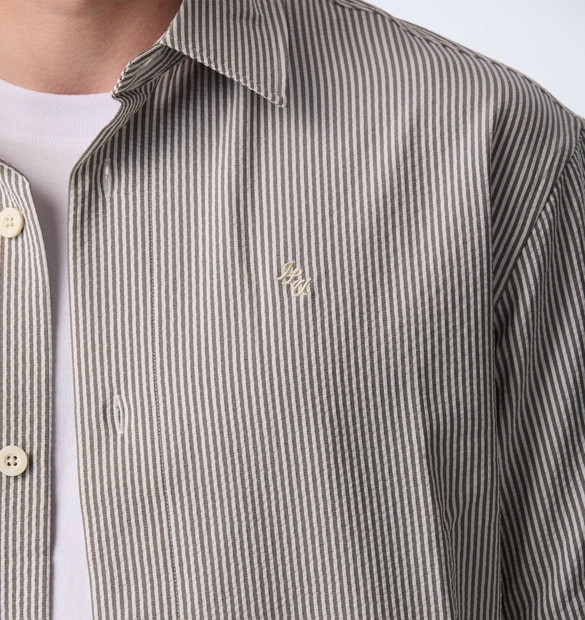 Dawson SS Shirt - White/Black Stripe