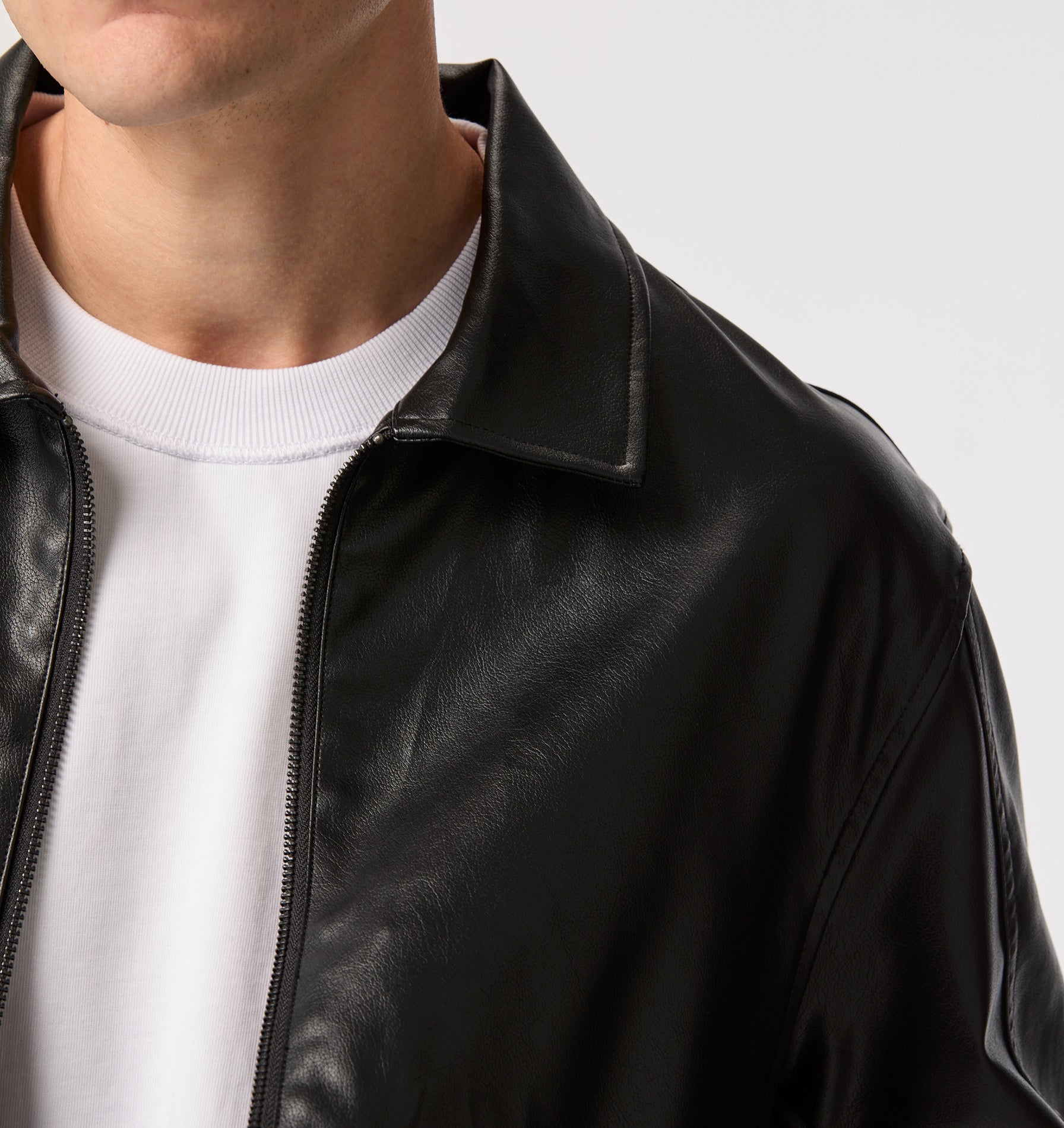 Faux Leather Mason Jacket - Black