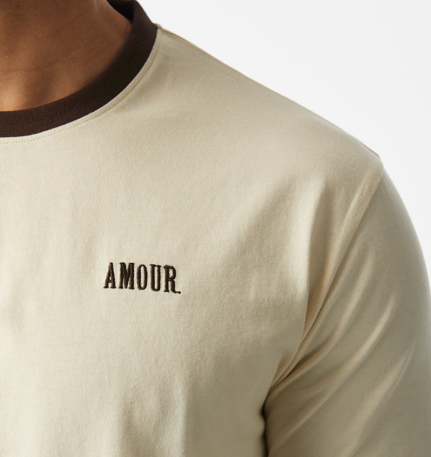 Jeremy Ringer Slim Tee - Off White/Brown