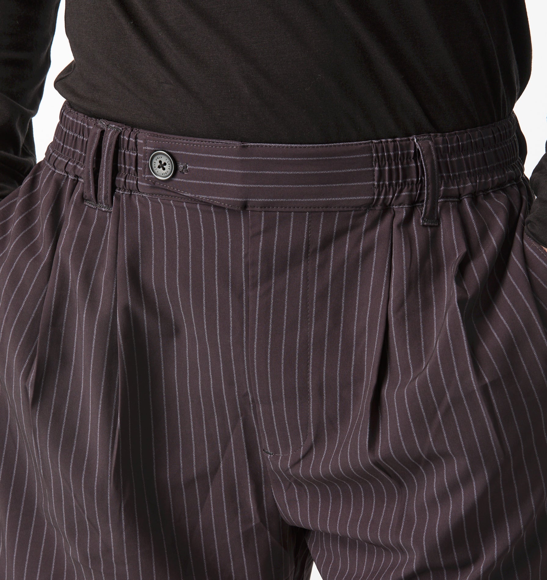 Active Pleat Front Short - Black Pinstripe