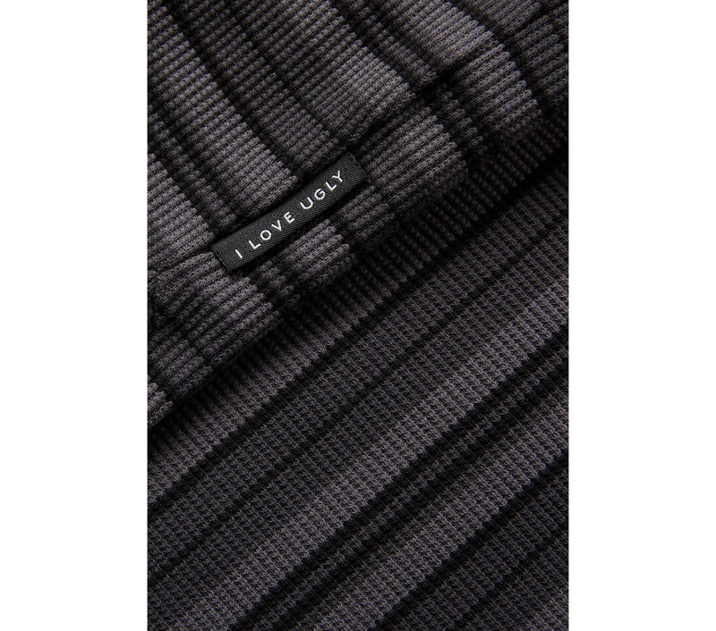 Waffle Stripe Chester Tee - Charcoal