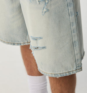 Distressed Wyatt Denim Short - Light Vintage Blue