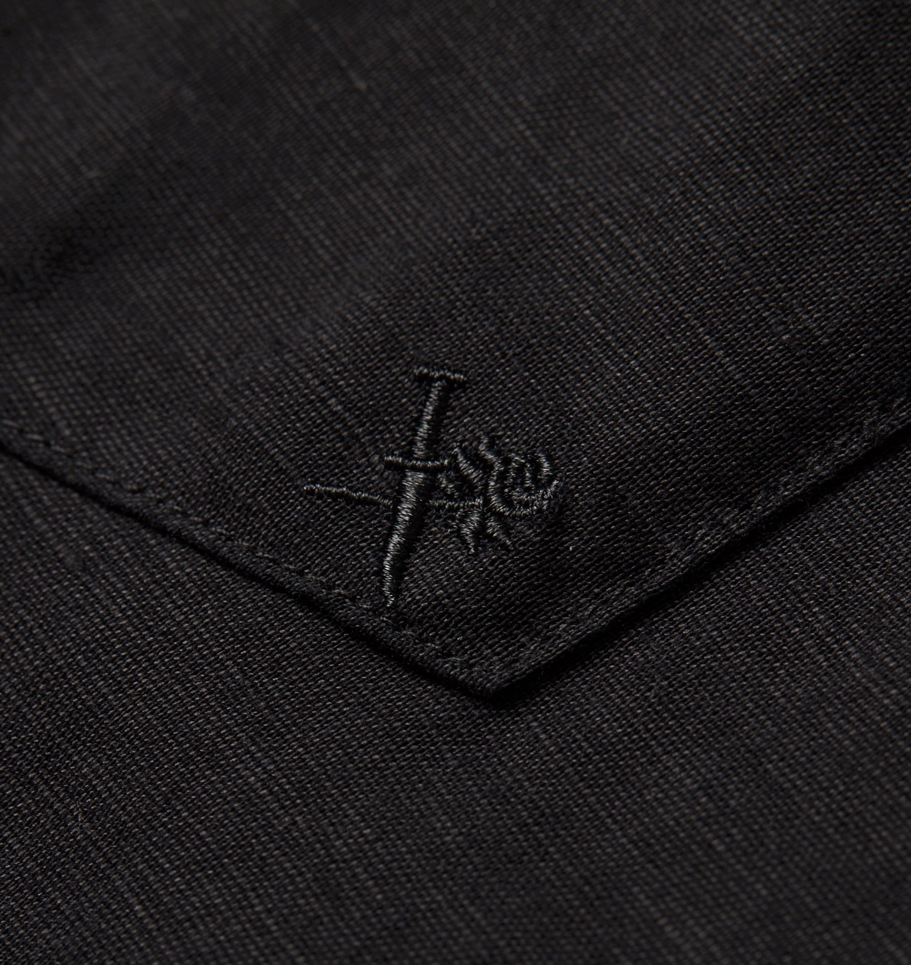 Linen Cuban Collar SS Shirt - Black