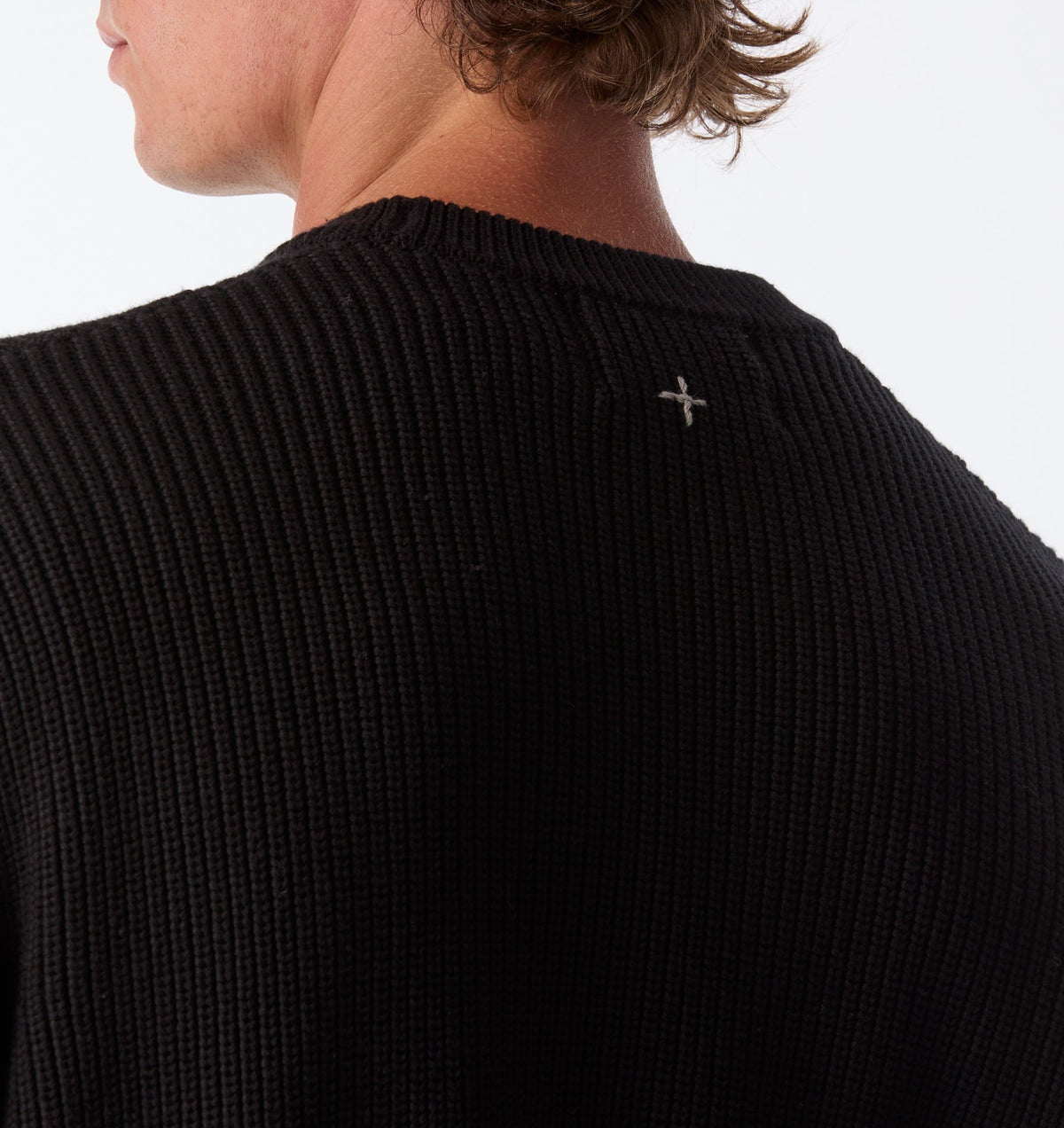 Cropped Knit Sweater - Black
