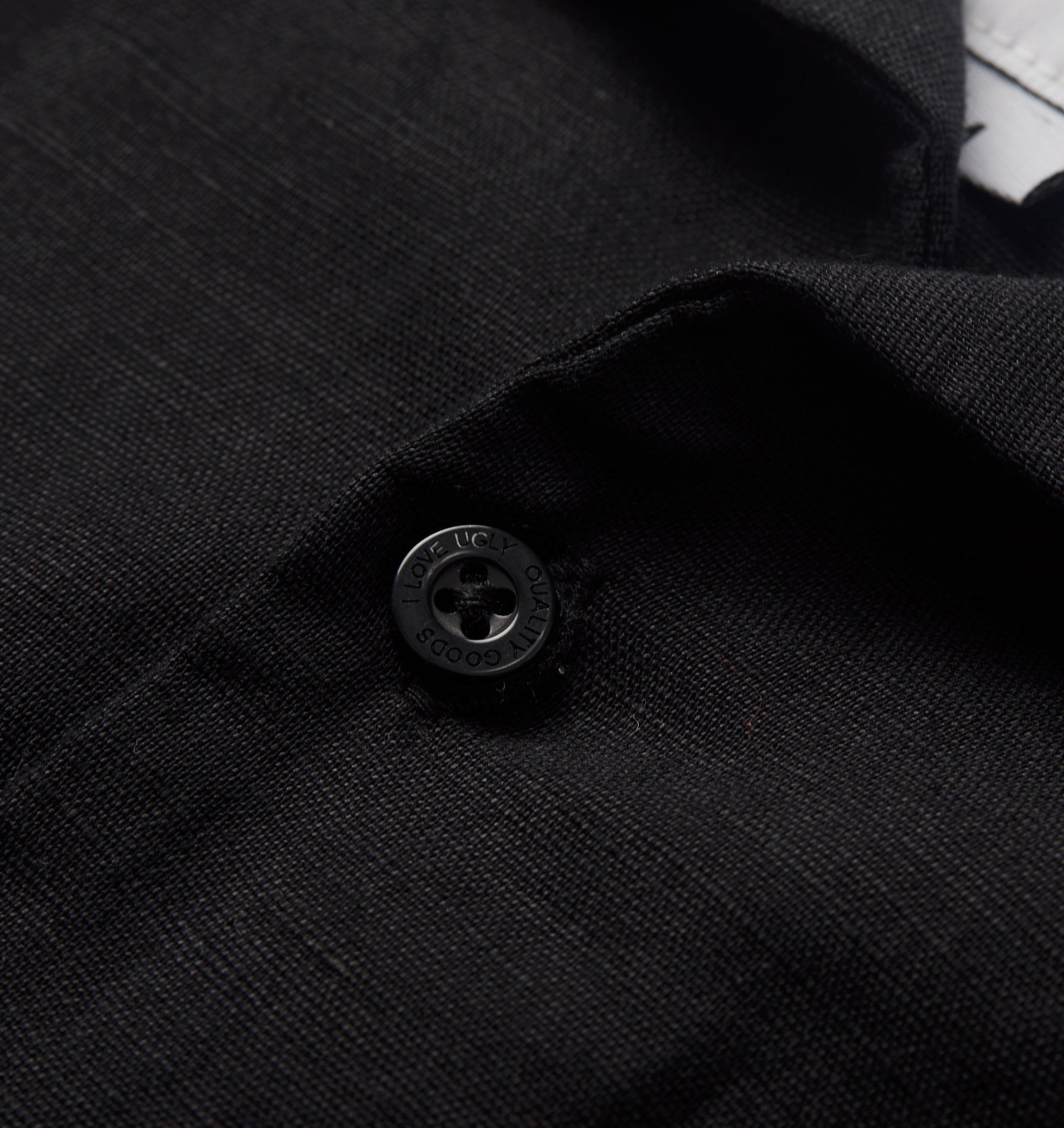 Linen Cuban Collar SS Shirt - Black