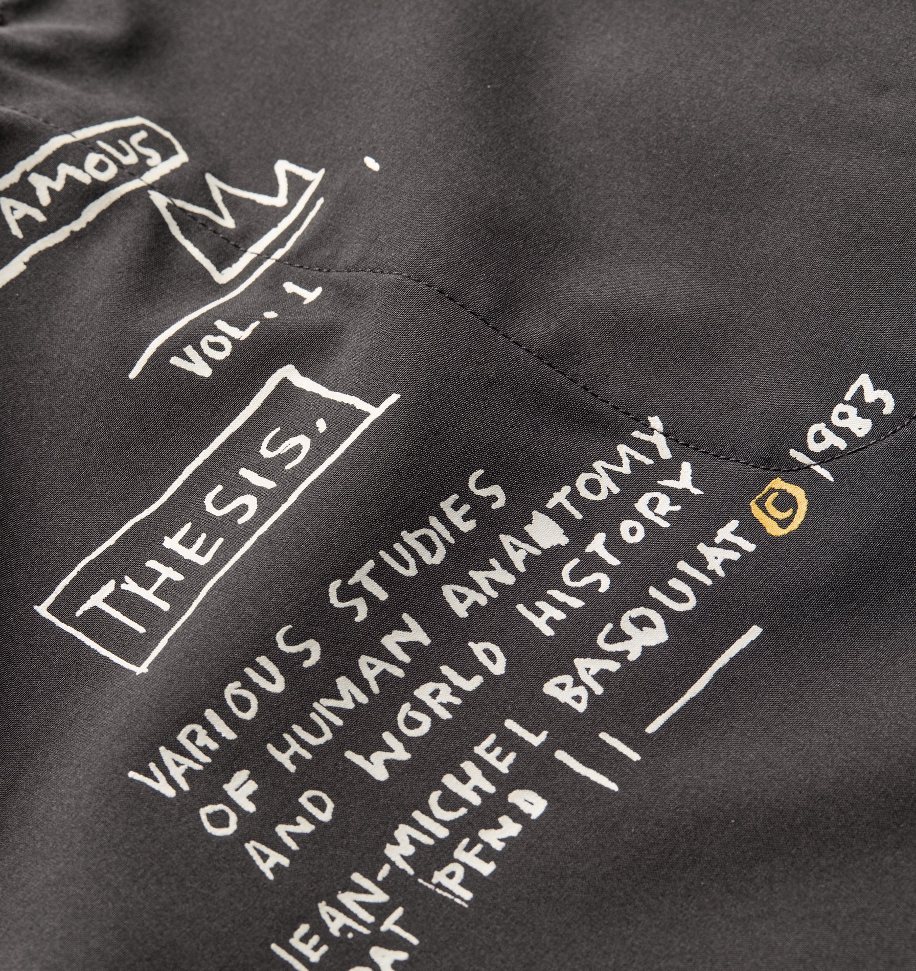 Basquiat Scribble Active 7 Inch Short - Charcoal