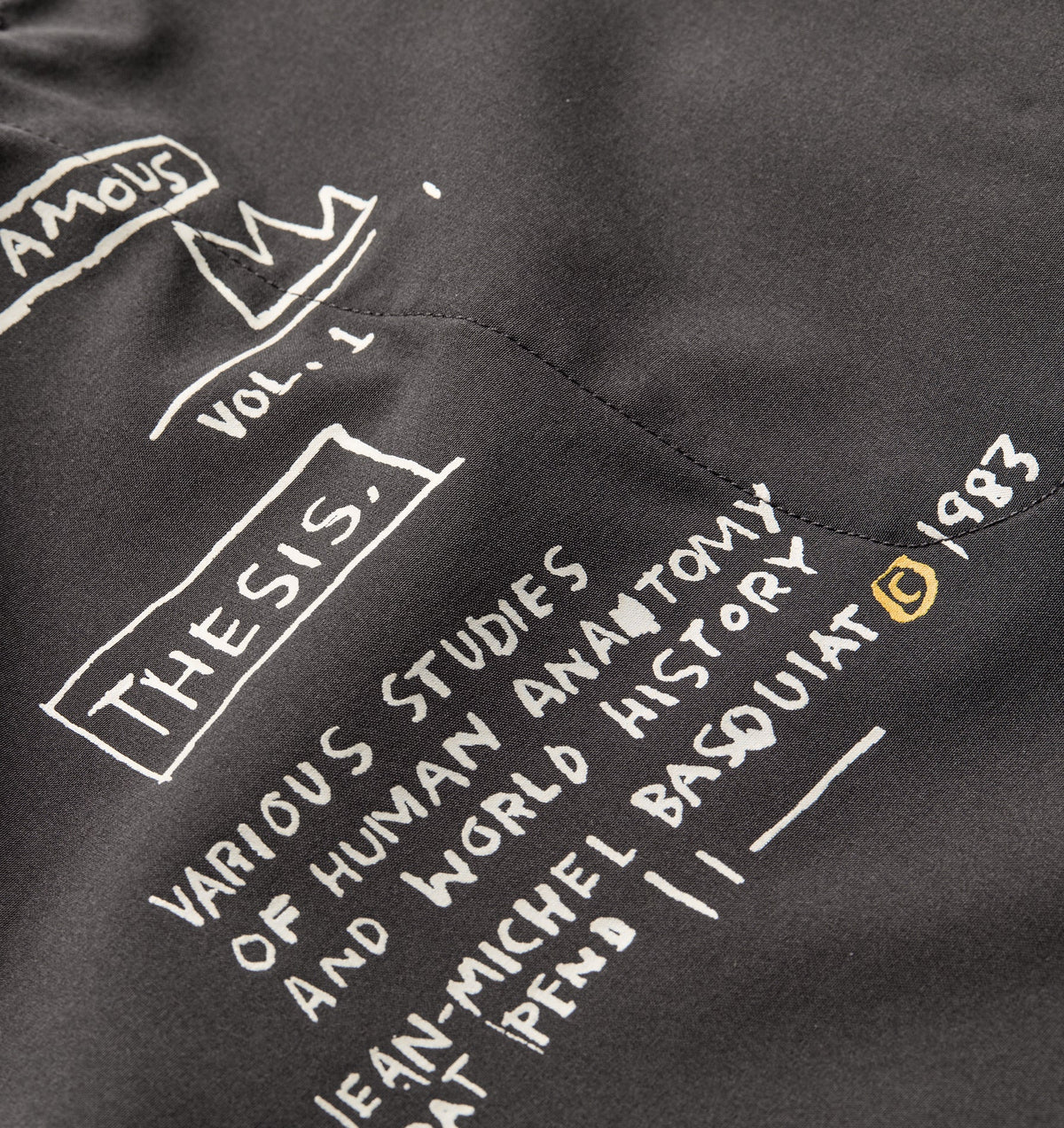 Basquiat Scribble Active 7 Inch Short - Charcoal