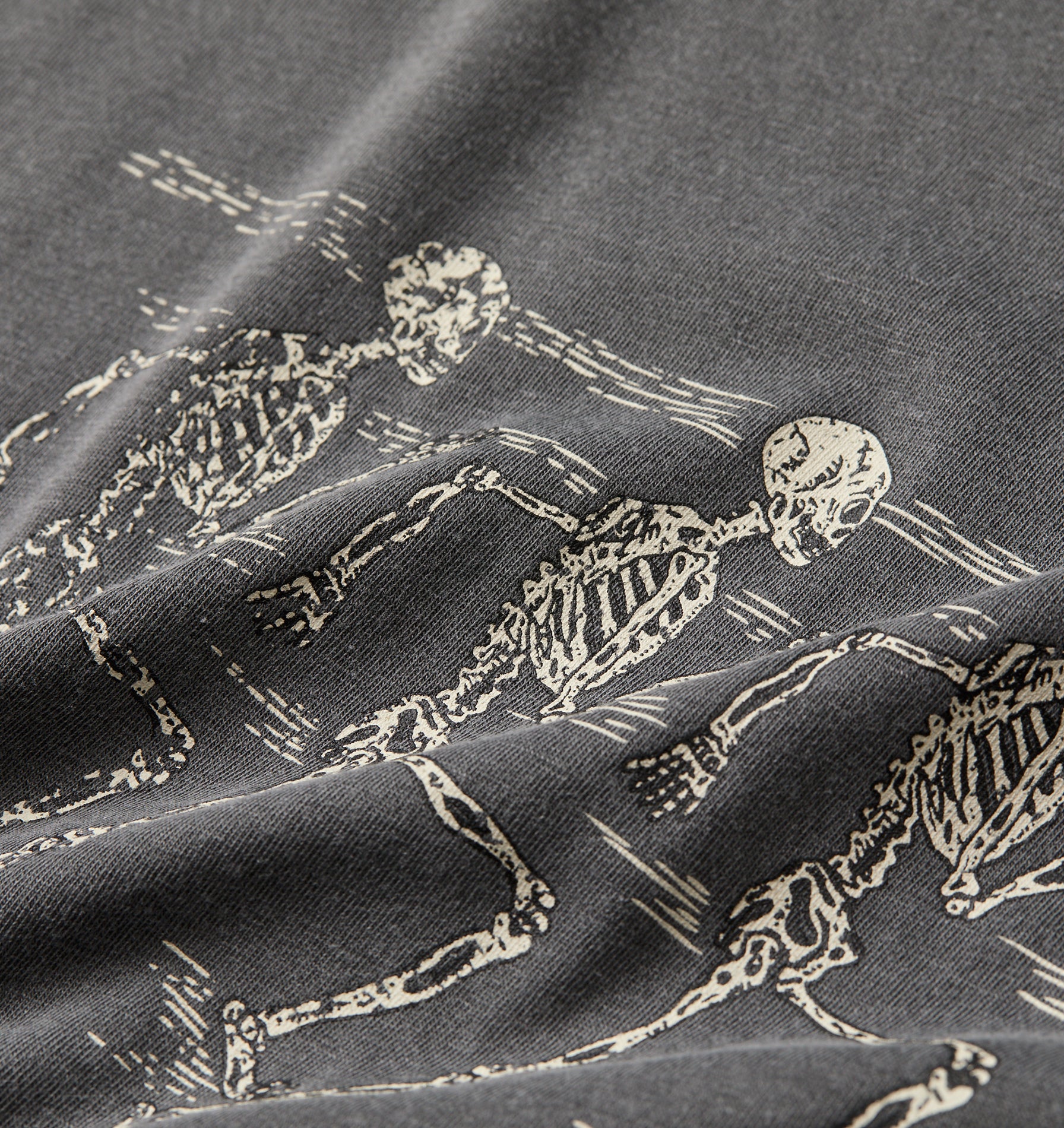 Skeleton Crop Tee - Washed Black