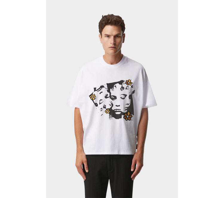 Floral Faces Lewi Tee - White
