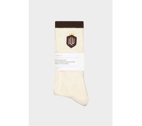 Football Sock - Off White/Brown