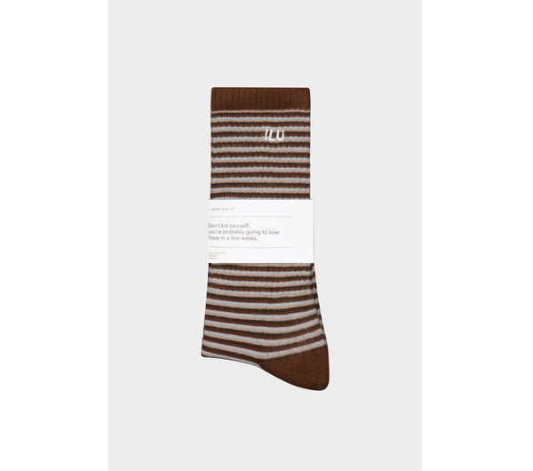 Stripe Basic Sock - Brown/Blue