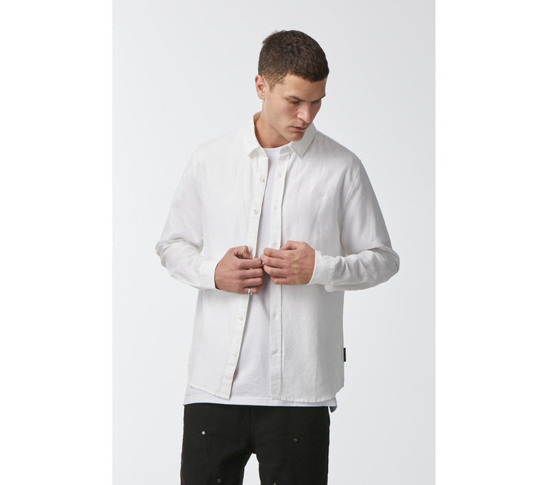 Linen Wallace LS Shirt - White