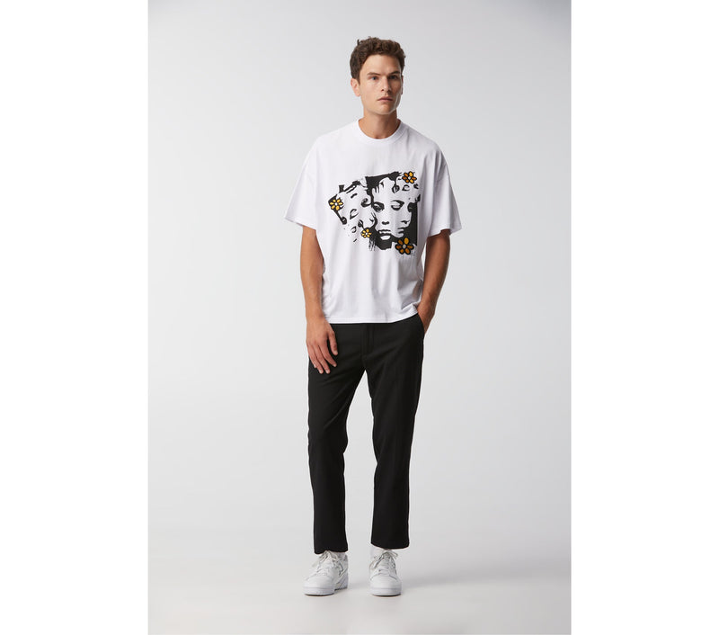 Floral Faces Lewi Tee - White