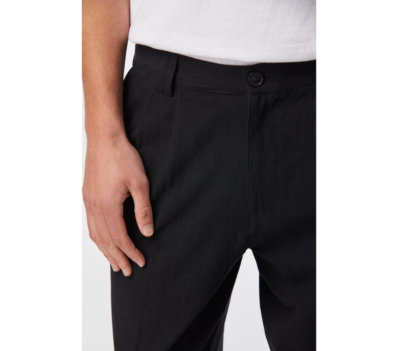 Linen Noah Pleated Pant - Black